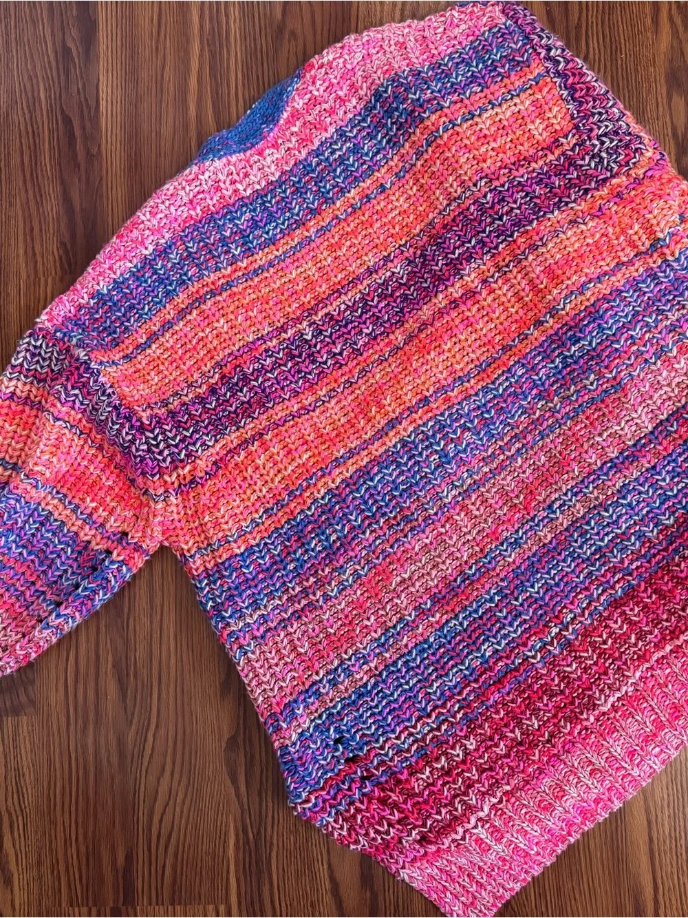 Free People Chunky Knit Open Front Cardigan Sweater Multicolor Boho Oversized XS